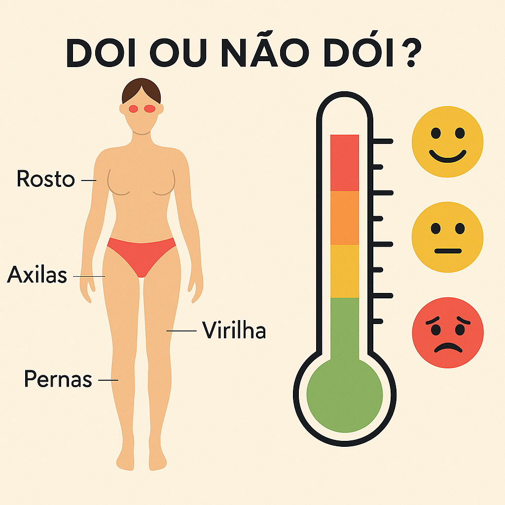 Aplicação a laser Termômetro de dor mostrando as áreas do corpo com mais ou menos sensibilidade.