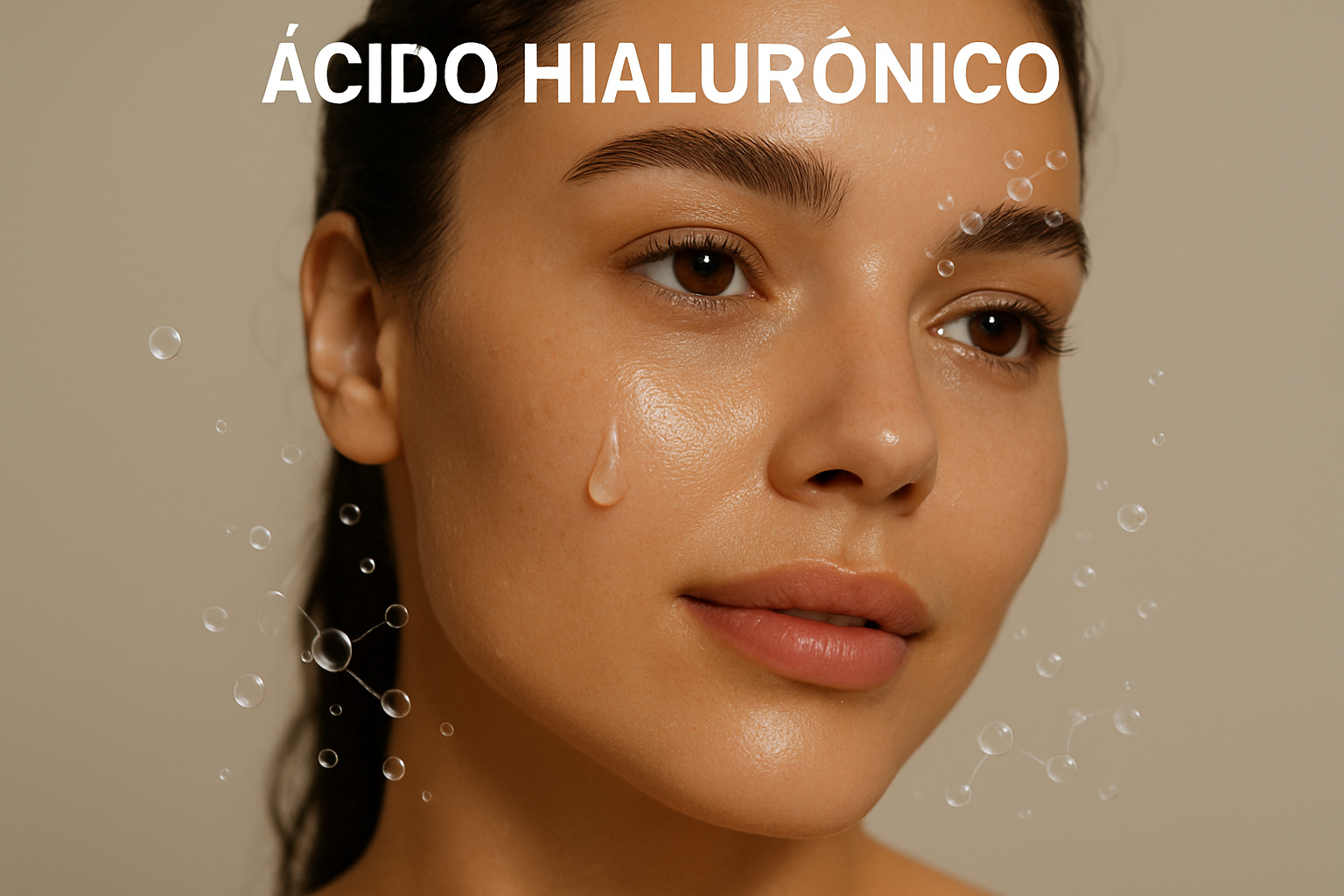 Mulher em frente ao espelho Ácido Hialurônico Conceito Combinar hidratação e pele