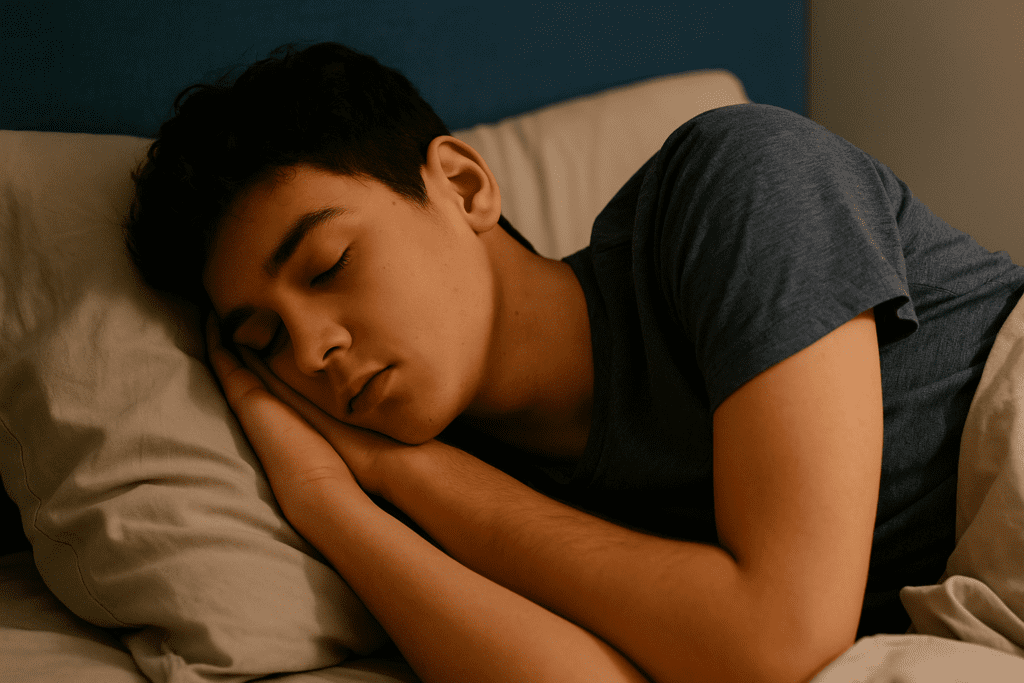 Um adolescente dormindo