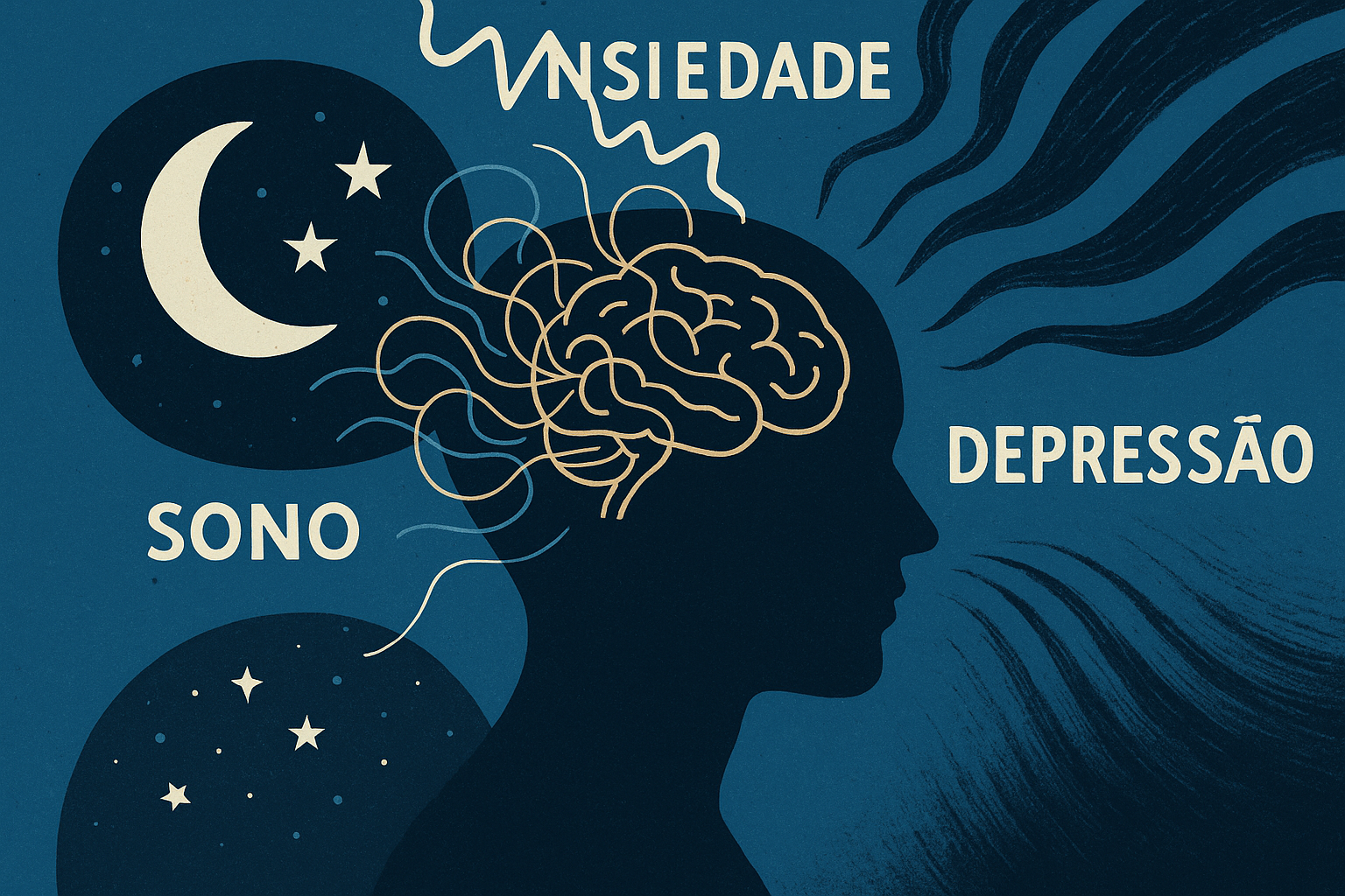 Uma pessoa meio na sombra, com uma expressão pensativa e cansada A Relação entre Sono Ansiedade e Depressão