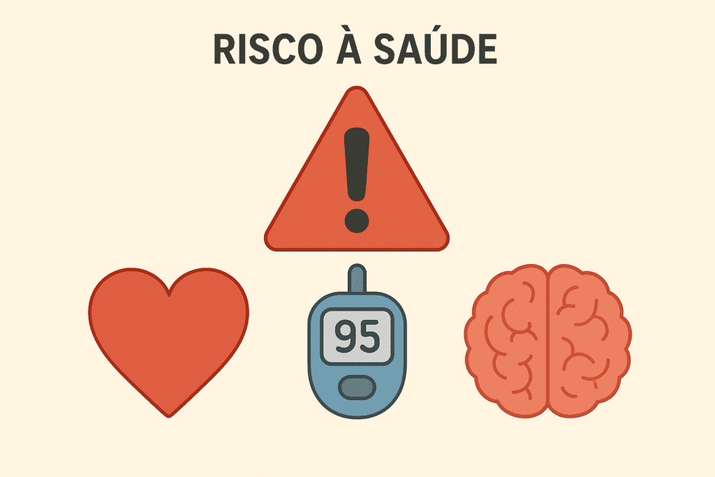 gráficos estilizados representando os sistemas afetados um coração (risco cardiovascular)