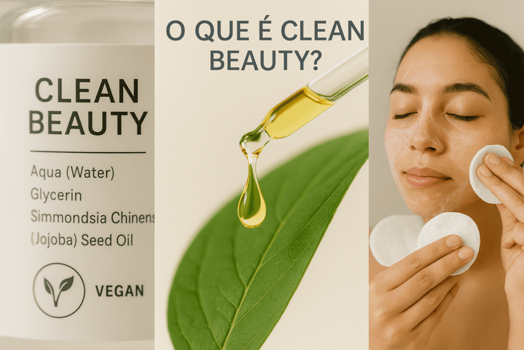 imagem macro de uma gota de óleo vegetal caindo de um conta-gotas sobre uma folha ou pétala O Que é Clean Beauty