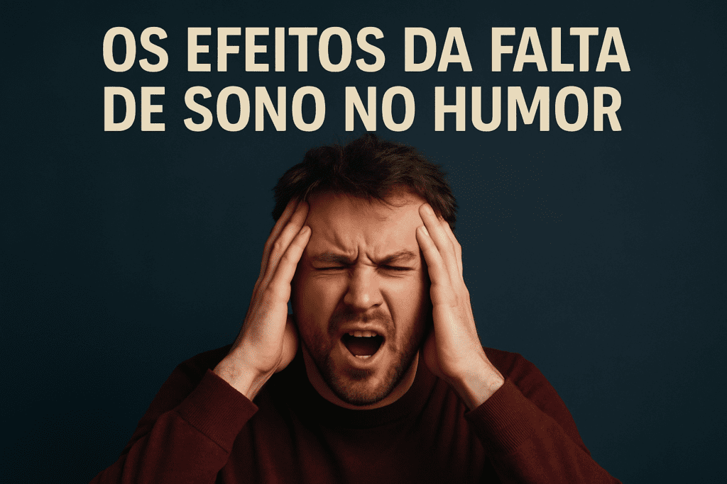 "Pessoa expressando estresse e irritabilidade, um dos efeitos da falta de sono na saúde mental"