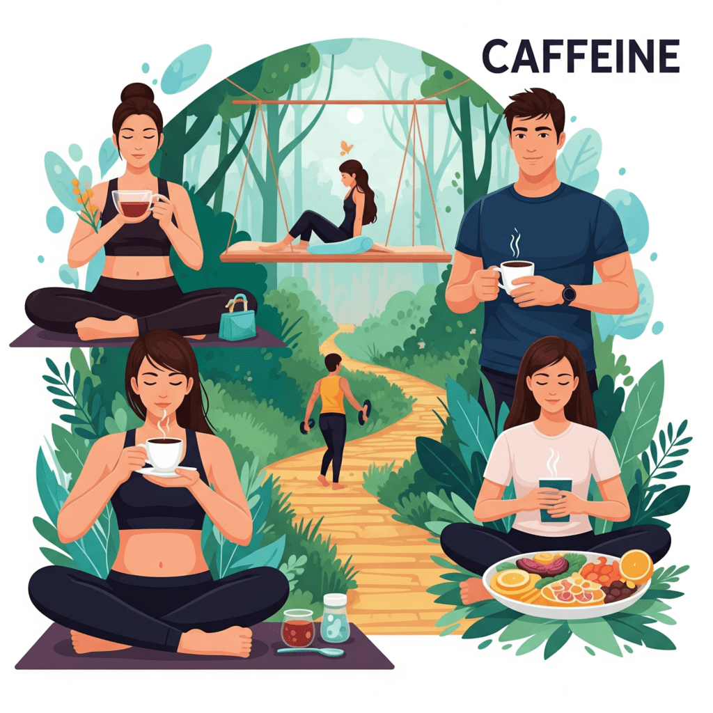 Imagem ilustrando a cafeína como parte de um estilo de vida saudável.