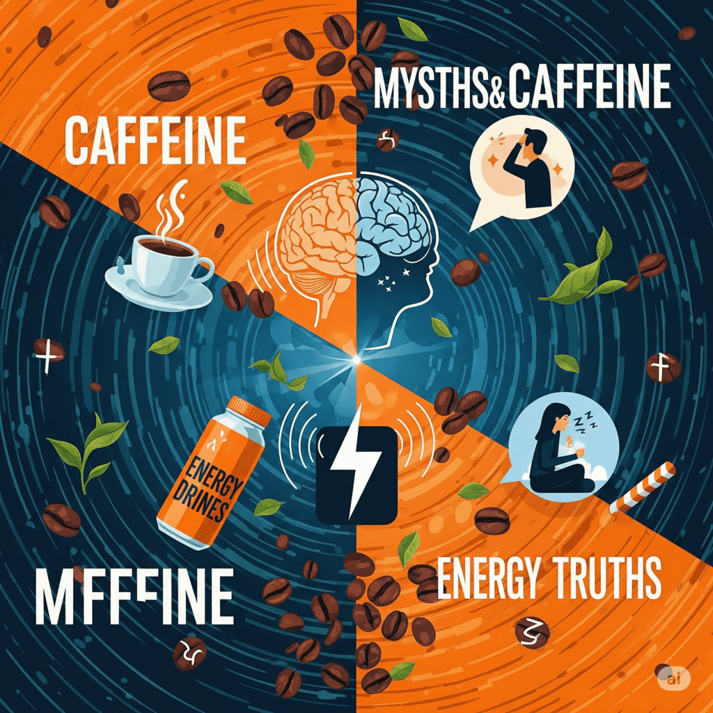 Imagem ilustrando mitos e verdades sobre os efeitos da cafeína