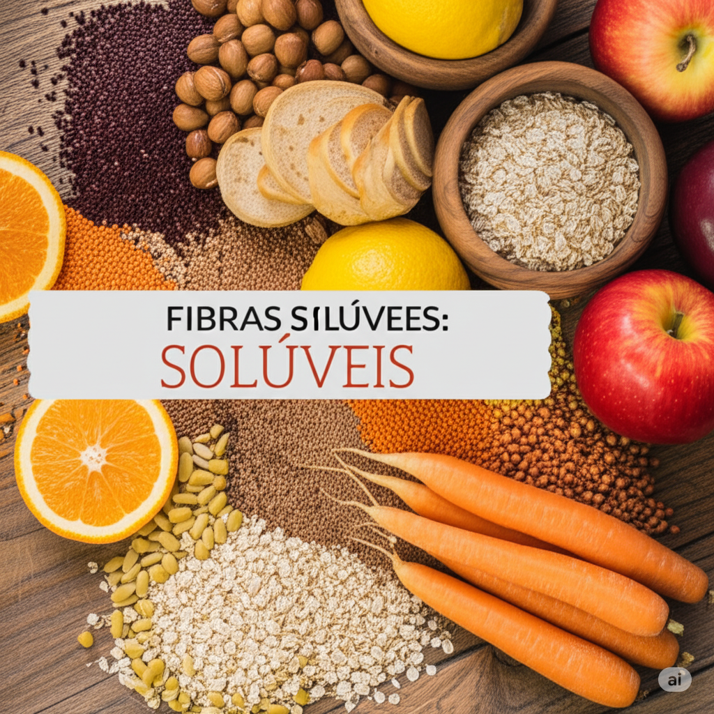 alimentos ricos em fibras solúveis (frutas, vegetais, grãos)