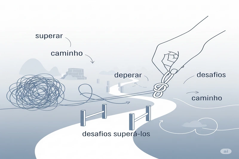 Ilustração de uma mão desfazendo um nó em um caminho, simbolizando a superação de desafios e obstáculos comuns na meditação.